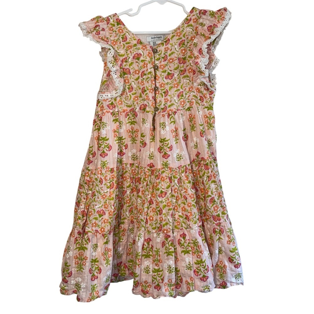 Haute Hippie Boho Dress, Girls Sz 10, Floral Prairie, Tiered, Eyelet Details​